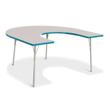 Jonti-Craft Berries Horseshoe Activity Table, 66 in. x 60 in., A-height, Freckled Gray/Teal/Gray 6445JCA005